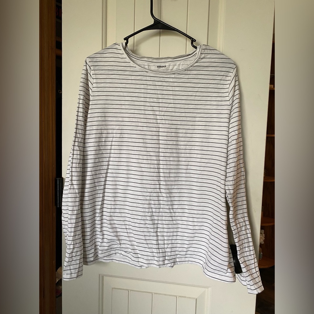 Sonoma B/W Striped LS Everyday Tee